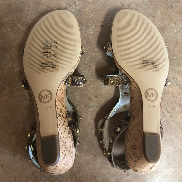 Michael Kors Embossed Leather Brown Jolie Sandals - Picture 4 of 8